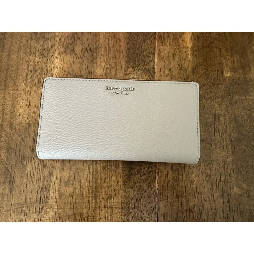 Kate Spade New York Light Gray  Women's Wallet with Zipper Coin Snap Closure